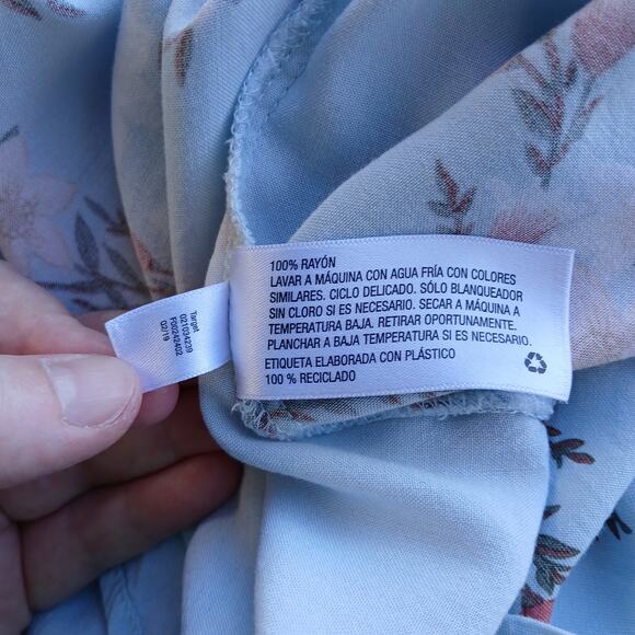 Ava & Viv Floral Blouson Dress XL lightweight summer button front blue - Picture 10 of 15